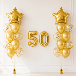 Gold Birthday Age 50 Foil Balloon Bouquet