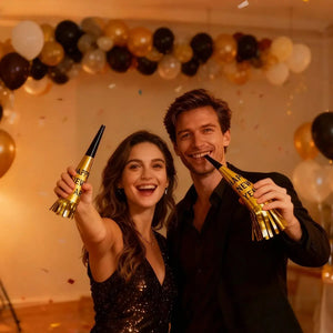 Black and gold New Year horn party accessory