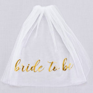 Gold Bride To Be white veil with comb