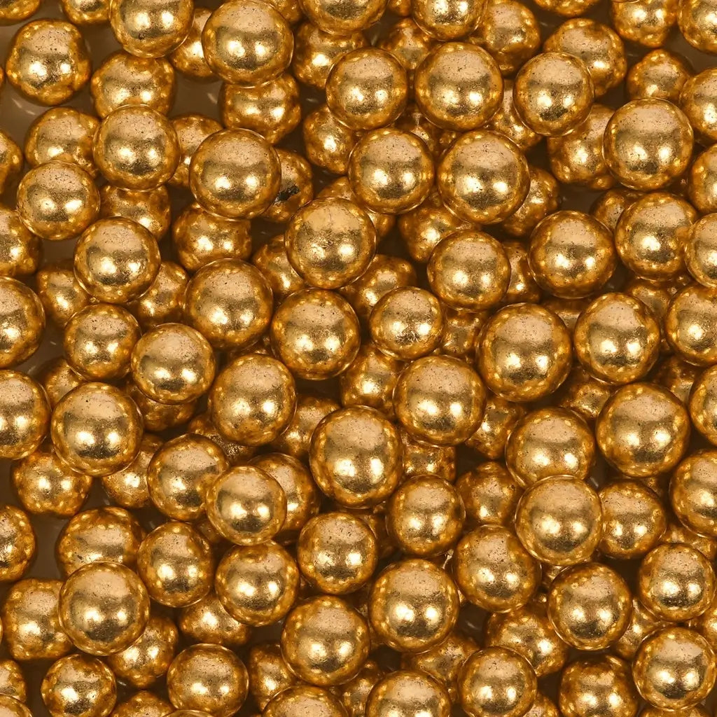 Metallic gold pearl sprinkles for cake decorating