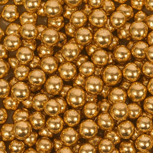 Metallic gold pearl sprinkles for cake decorating