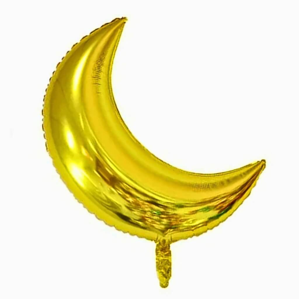 Elegant Gold Crescent Moon Balloon for Galaxy and Night Sky Theme