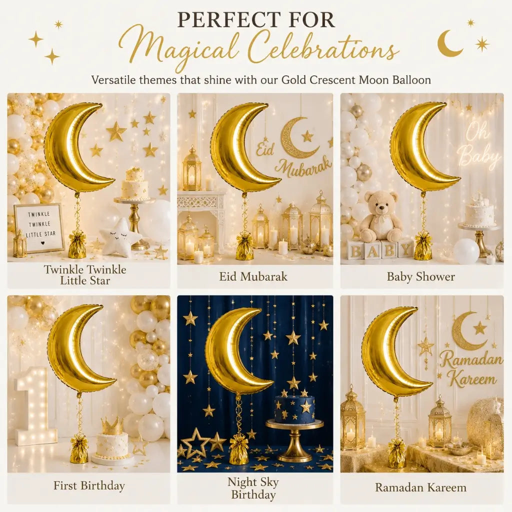 Gold Crescent Moon Foil Balloon party decoration ideas