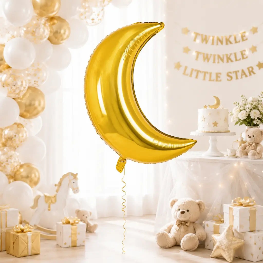 Gold Crescent Moon Foil Balloon party decor