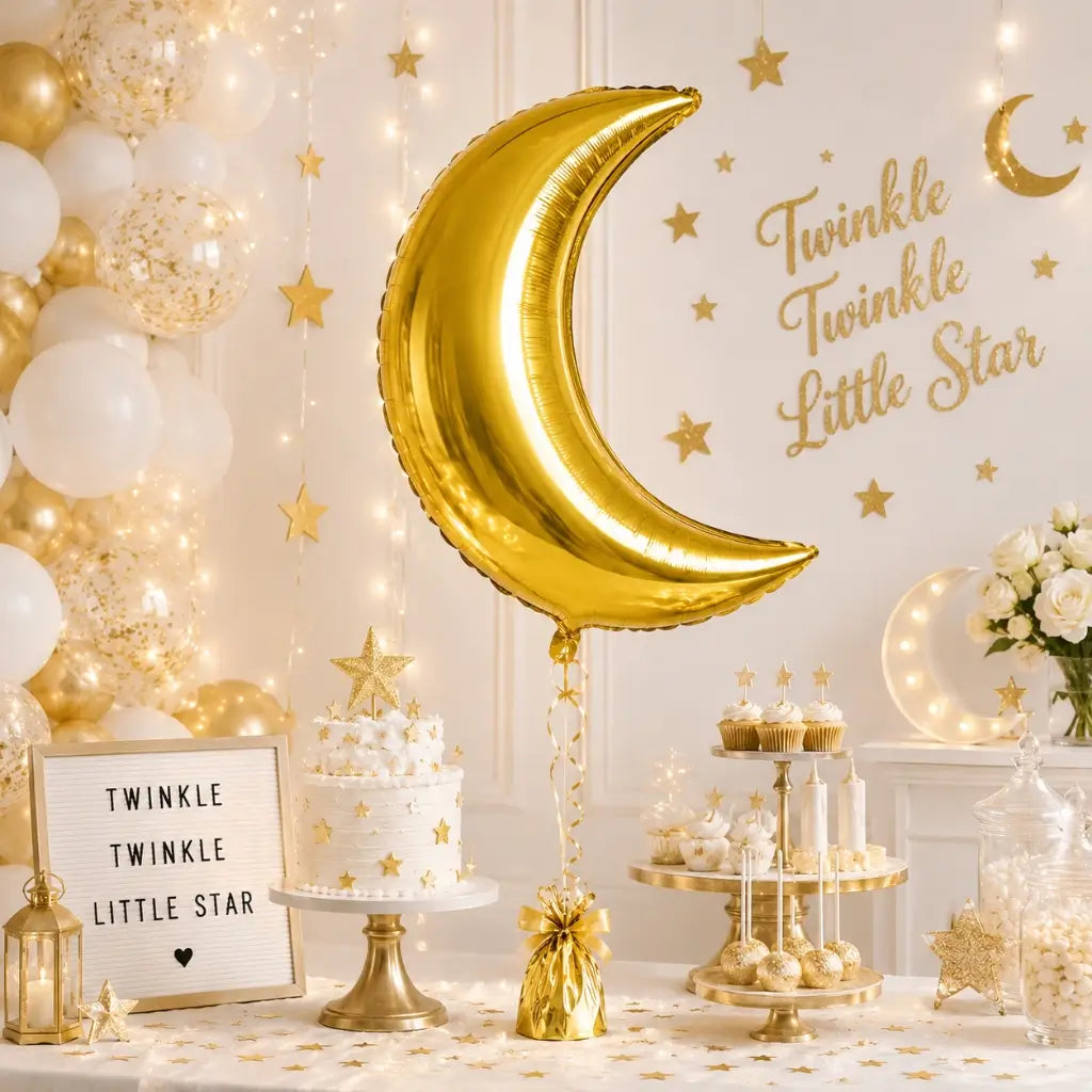 Gold Crescent Moon Foil Balloon party decor