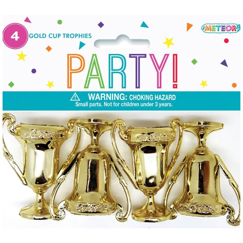 Gold Cup Trophies 4pk Kids Birthday Party favours