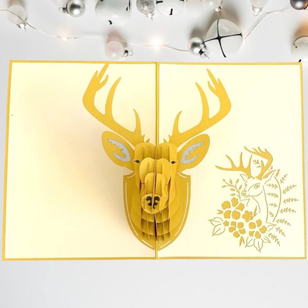 Gold Stag Head Wall Mount Pop Up Card