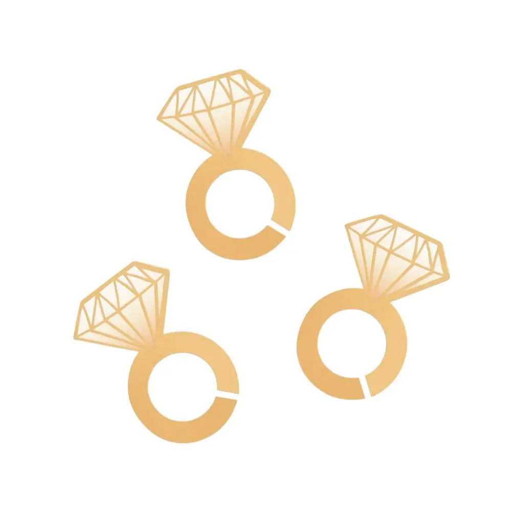 Bridal shower glass charms gold diamond ring topper decorations 12 pack