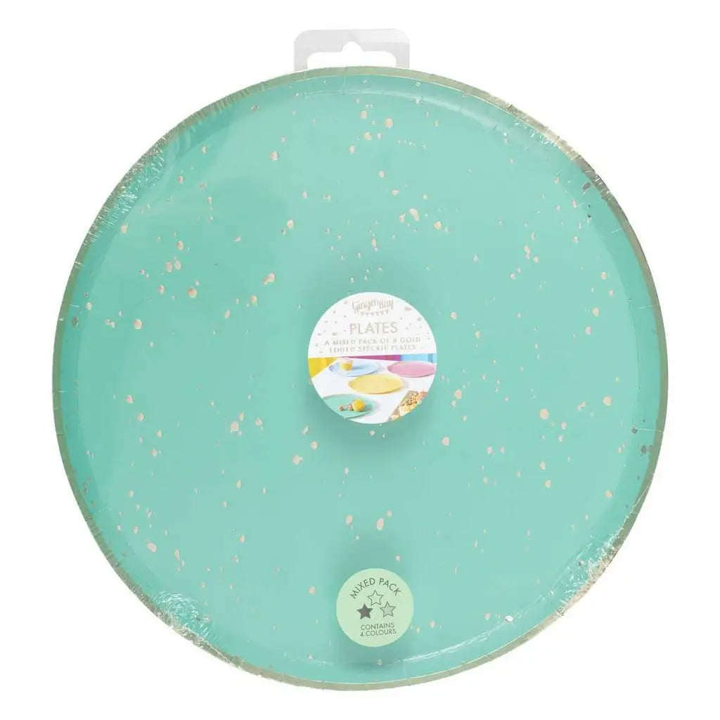 Gold Speckled Rainbow Paper Plates 24cm 8pk