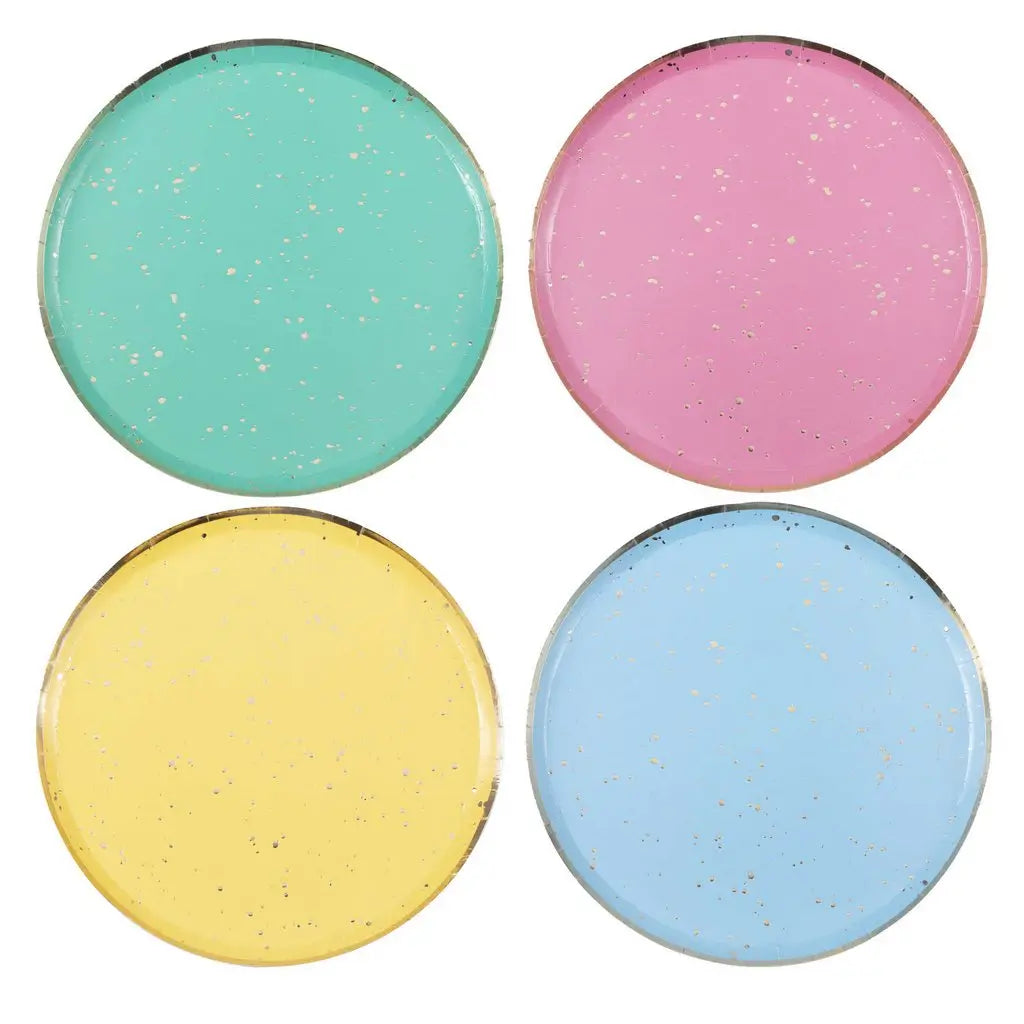Gold Speckled Rainbow Paper Plates 24cm 8pk