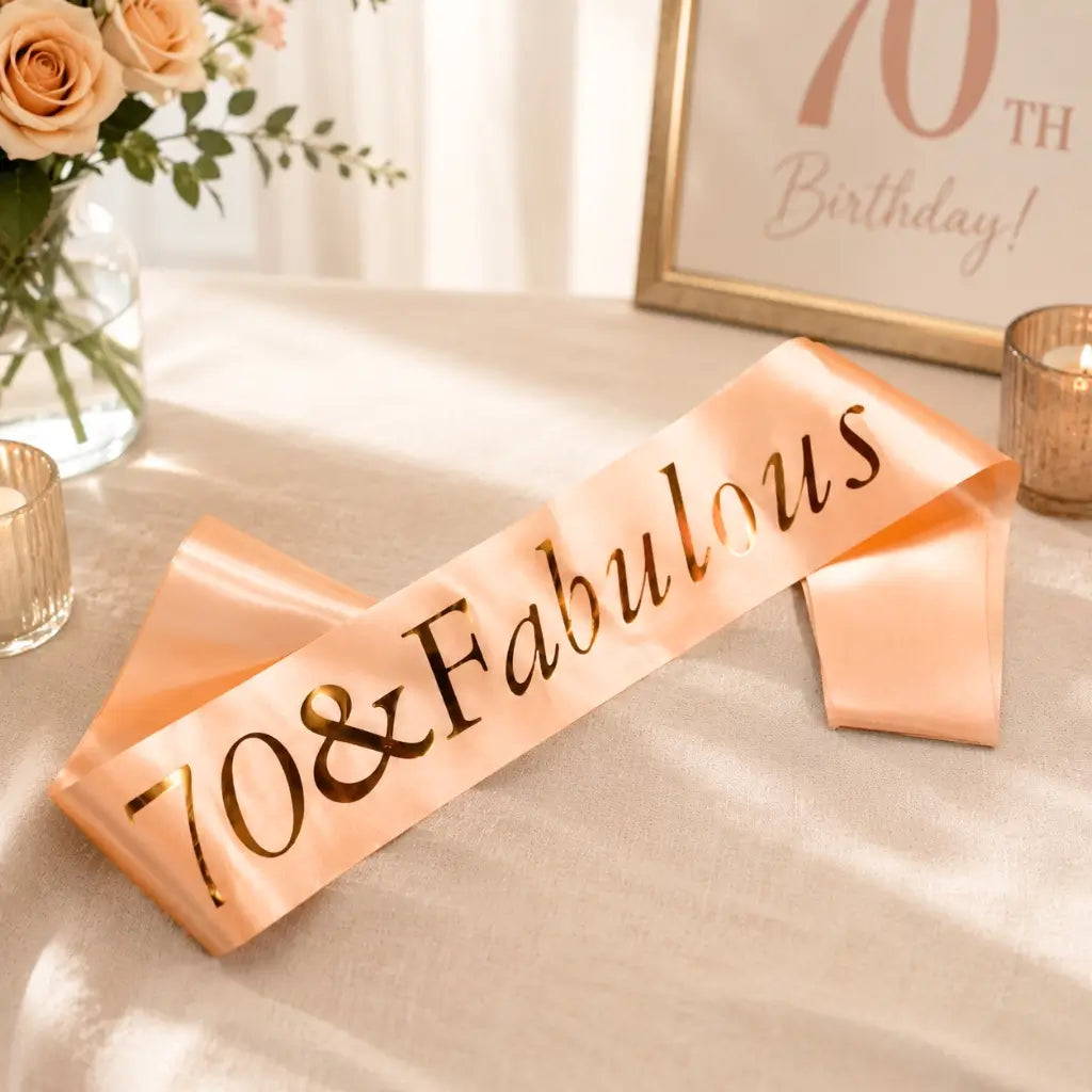 Rose Gold '70 & Fabulous' Birthday Party Sash