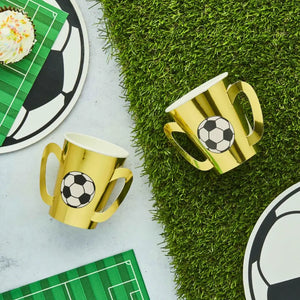 gold football troyphy party cups 8 pack tableware
