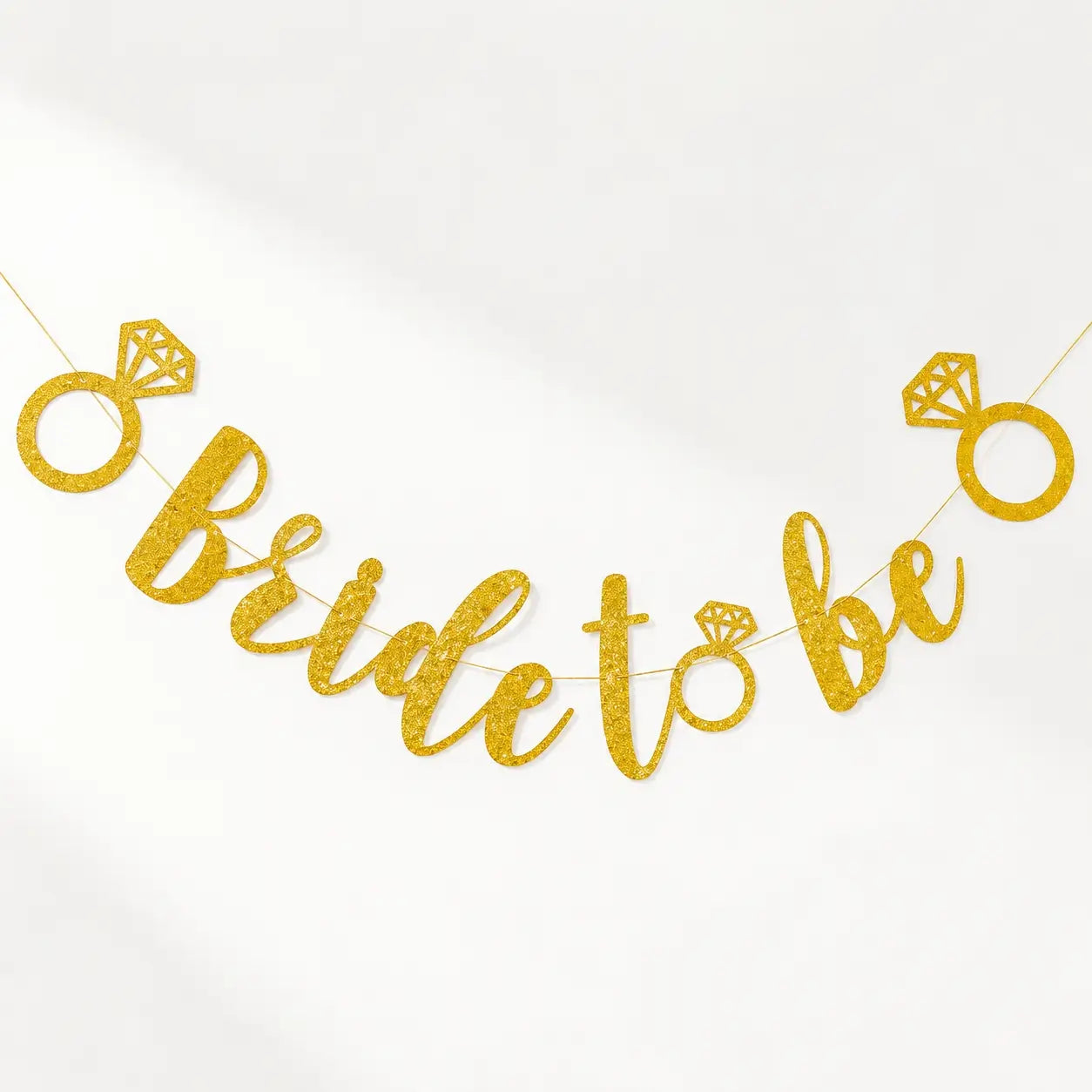 Gold Glitter 'Bride To Be' with Diamond Ring Banner