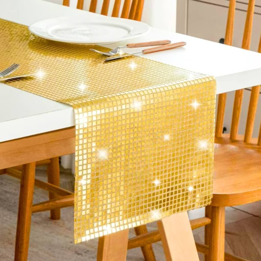 Glitter Gold Disco Party Table Runner