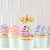 Gold Glitter Crown with Pink Ribbon Paper Cupcake Topper 10 Pack