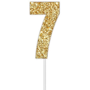 Gold glitter number 7 numeral birthday cake topper