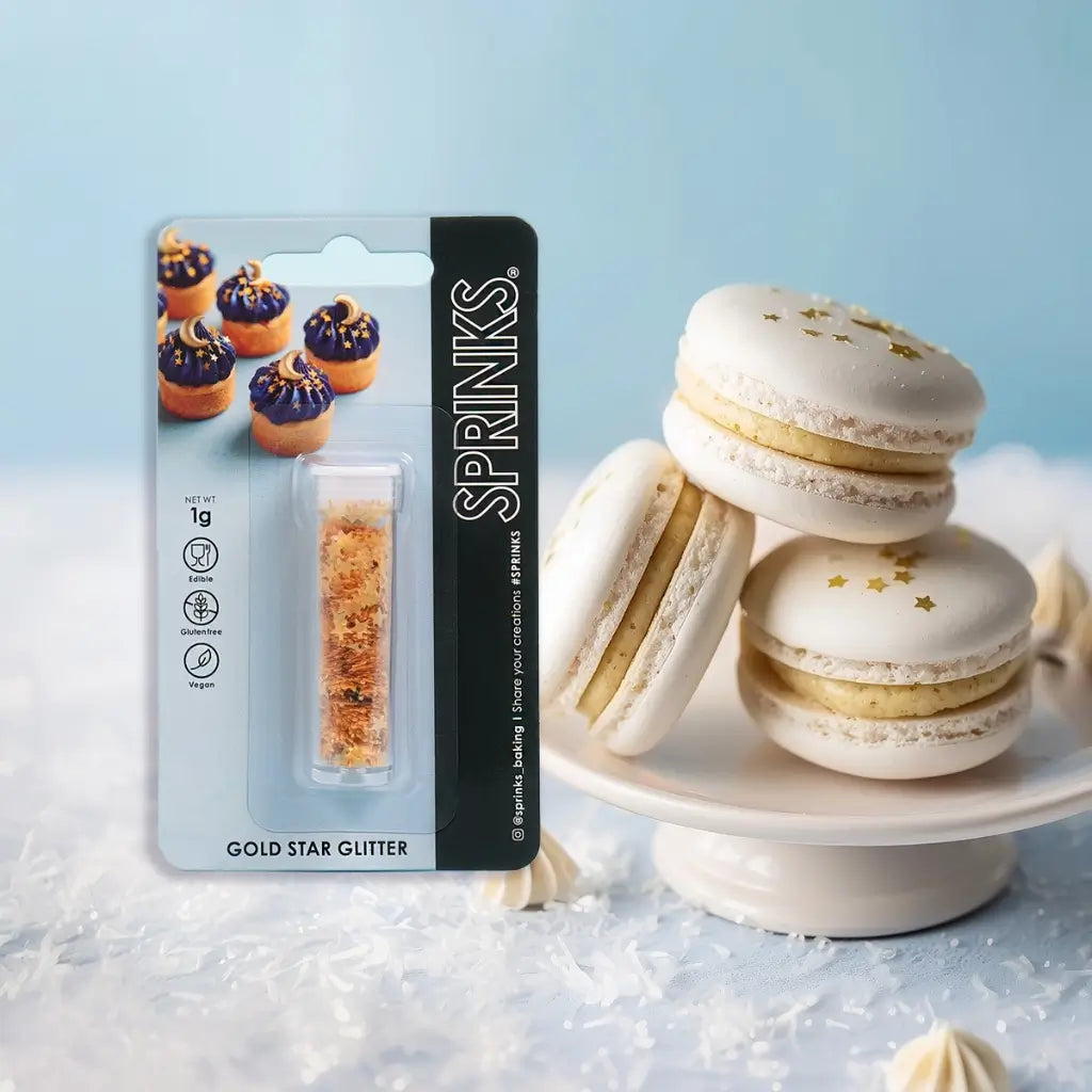 Edible gold star glitter for cake decorating