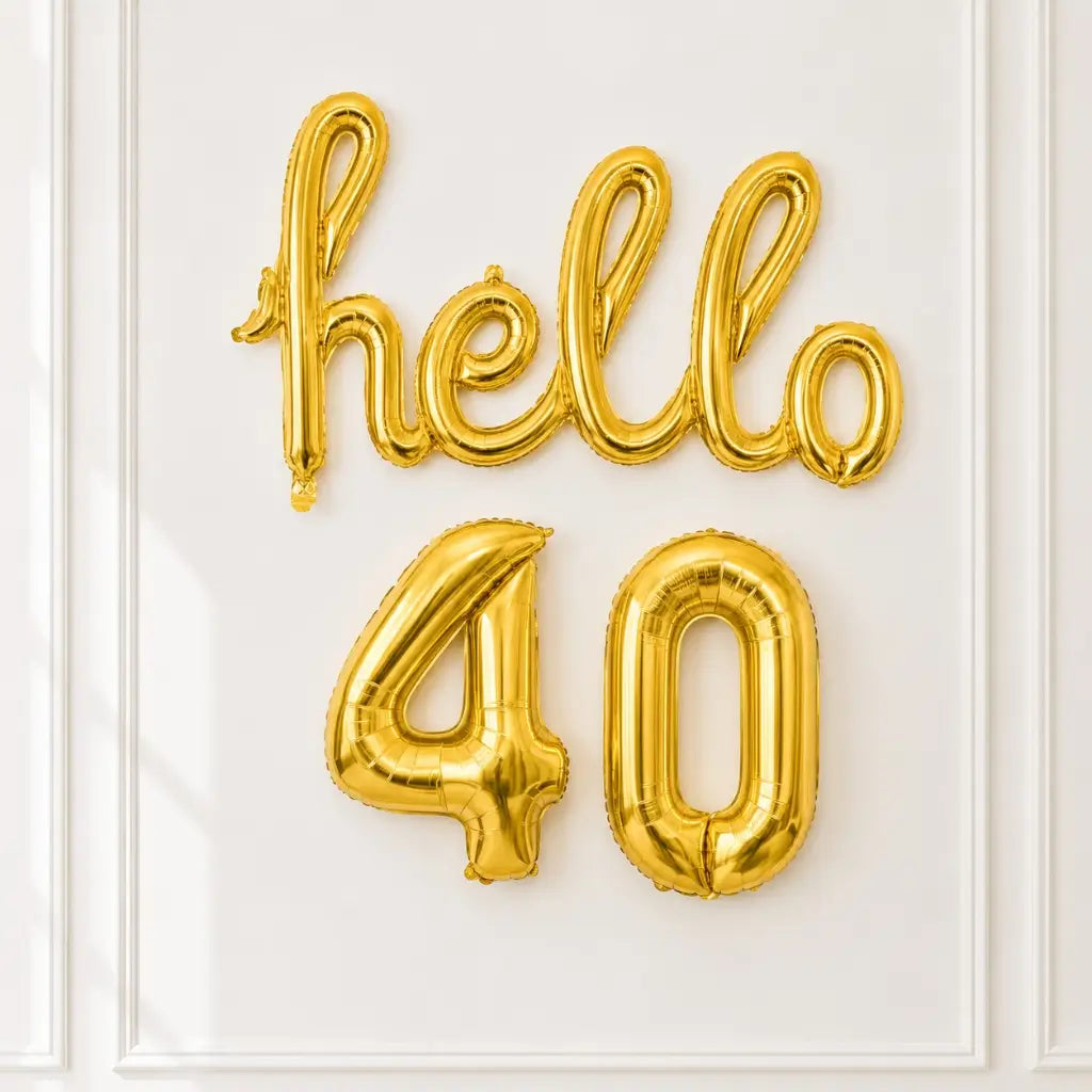 Gold 'hello 40' Birthday Foil Balloon Banner