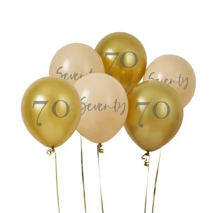  Seventy milestone birthday balloon bundle in gold and ivory