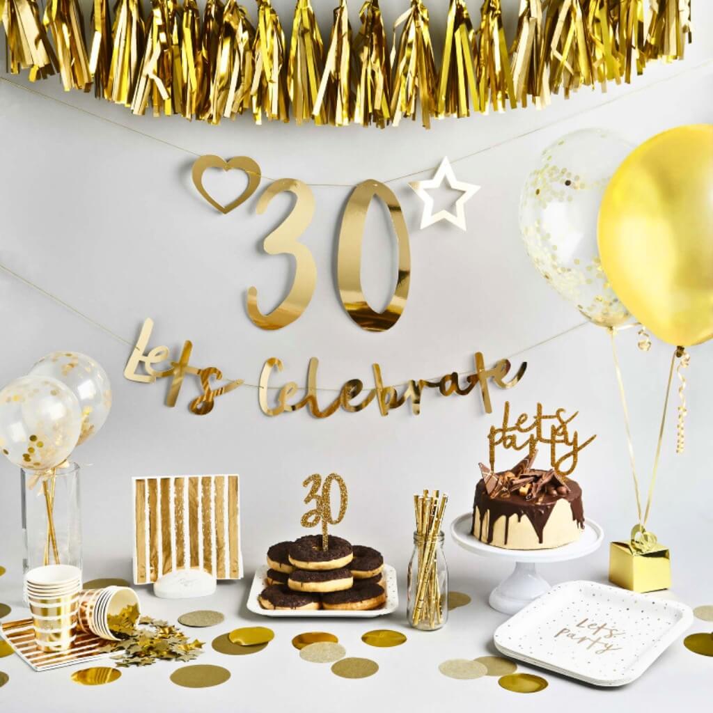 Gold 'Let's Celebrate' customisable card banner