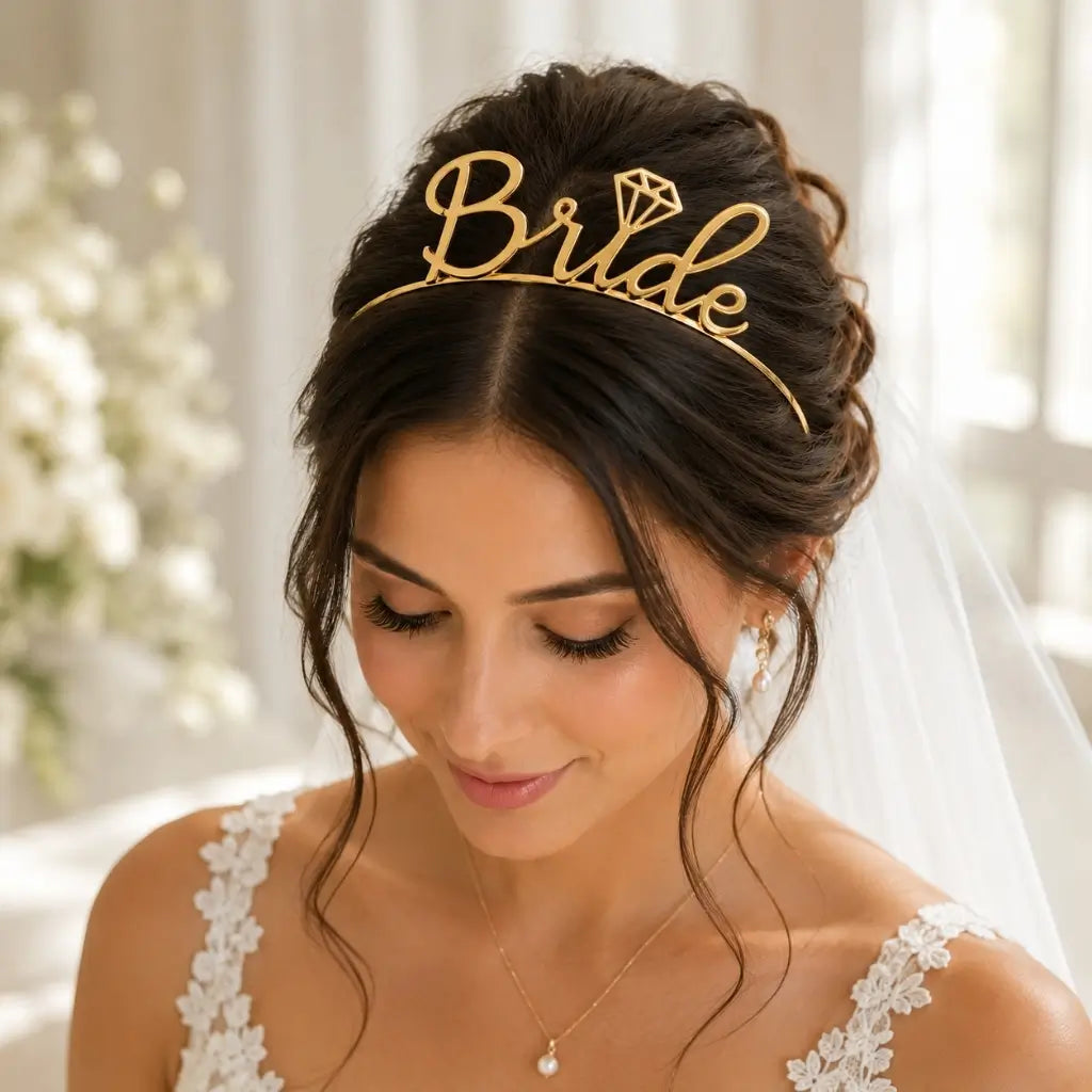 Premium Quality Metal Gold 'Bride' Tiara