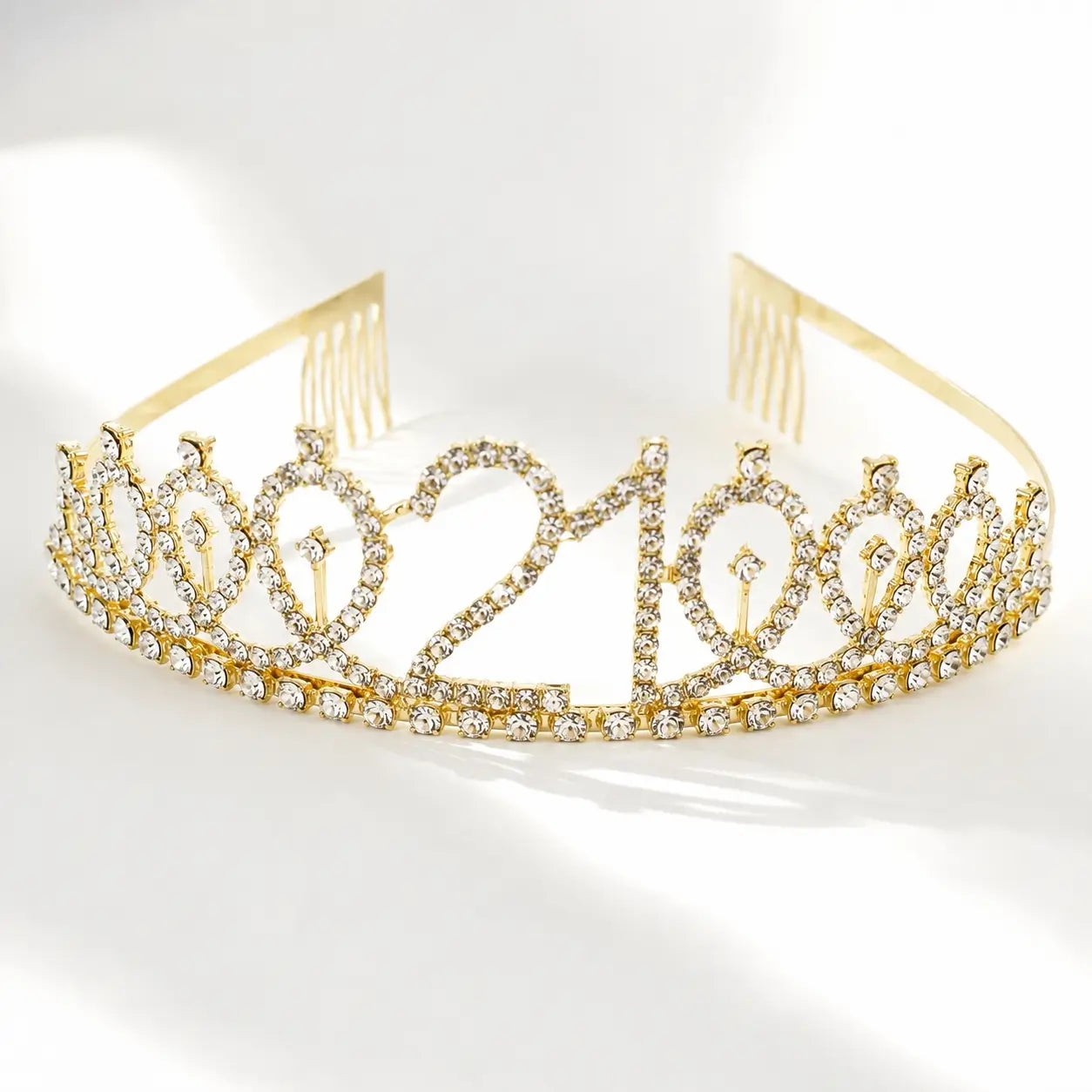 Gold Rhinestone 21st Birthday Tiara Crown – Princess Headband