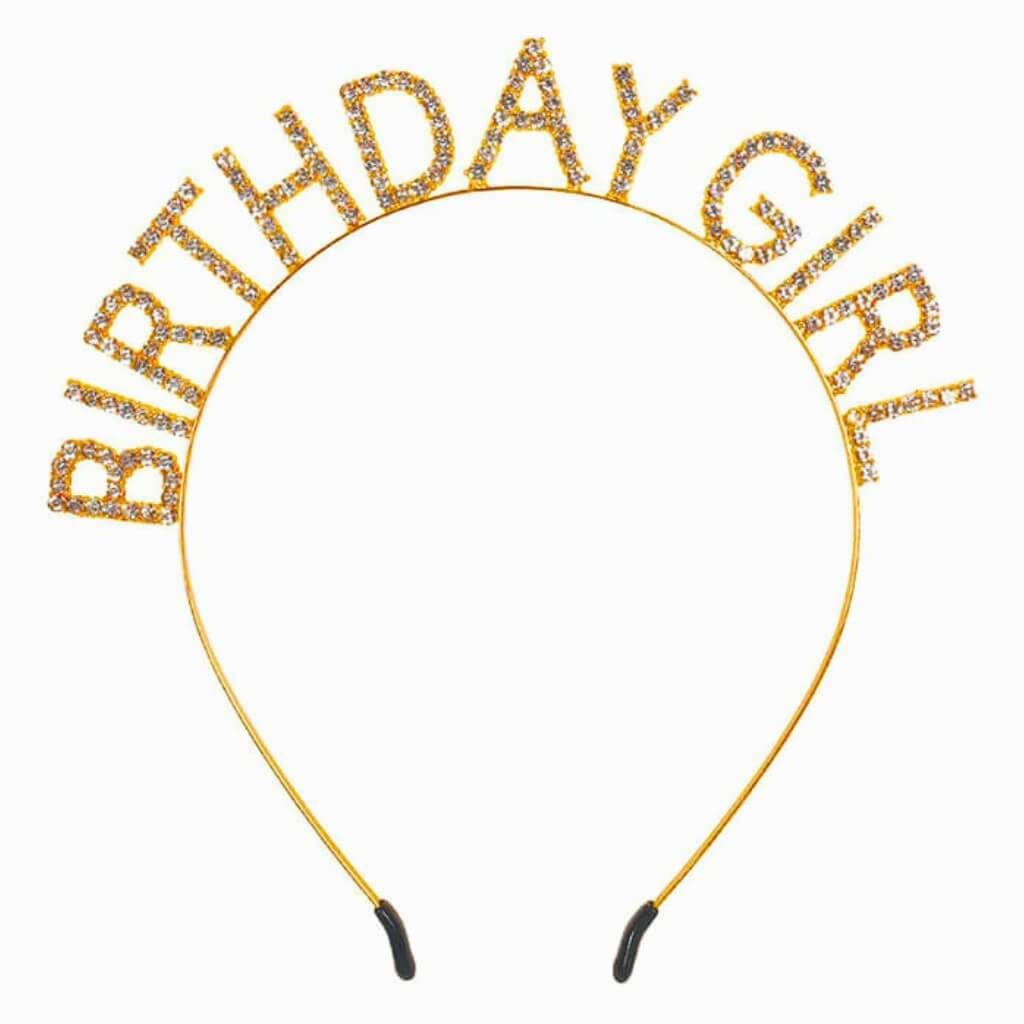 Gold Metal Rhinestone Birthday Girl Headband