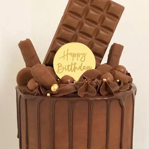 Acrylic Gold Round Disc Happy Birthday Cupcake Topper