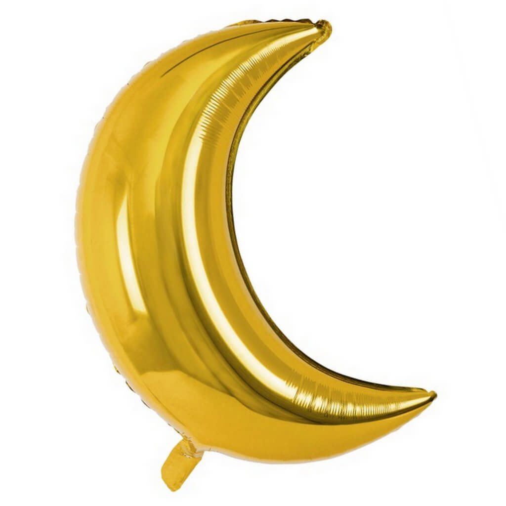 Elegant Gold Crescent Moon Balloon for Galaxy and Night Sky Theme
