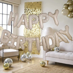 Nude & Gold Speckle HAPPY BIRTHDAY Balloon Bunting