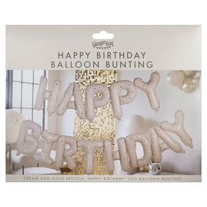 Nude & Gold Speckle HAPPY BIRTHDAY Balloon Bunting