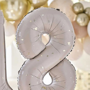 Nude & Gold Speckle Number 18 Milestone Birthday Foil Balloons