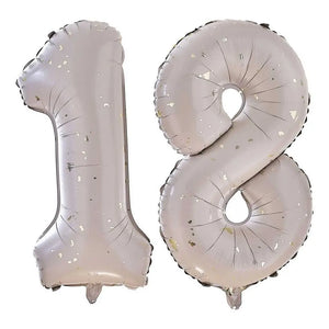 Nude & Gold Speckle Number 18 Milestone Birthday Foil Balloons
