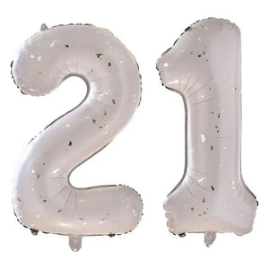 Nude & Gold Speckle Number 21 Milestone Birthday Foil Balloons