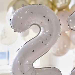 Nude & Gold Speckle Number 21 Milestone Birthday Foil Balloons