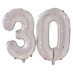 Nude & Gold Speckle Number 30 Milestone Birthday Foil Balloons