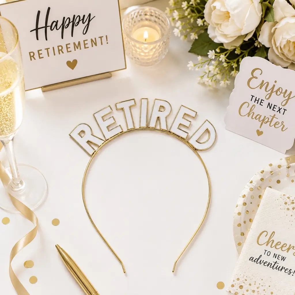 Elegant retired headband for retirement parties