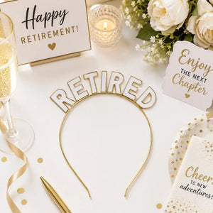 Elegant retired headband for retirement parties