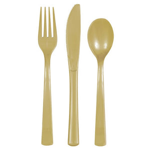 Gold forks knives and spoons party set