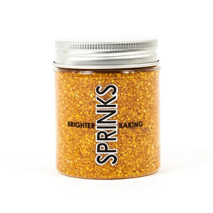 Gold sanding sugar crystals by Sprinks in reusable jar