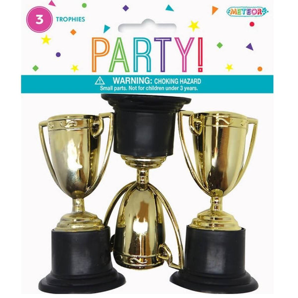 Silver or Gold Kids Toy Trophies 3pk