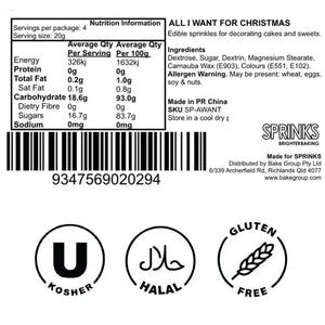 All I Want for Christmas Tree Sprinkles 65g ingredients