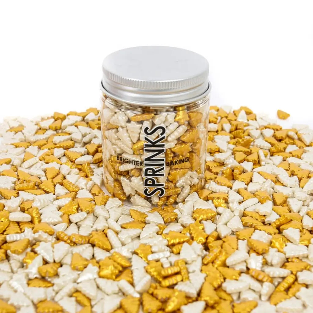 Gold and pearl white edible Christmas tree sprinkles