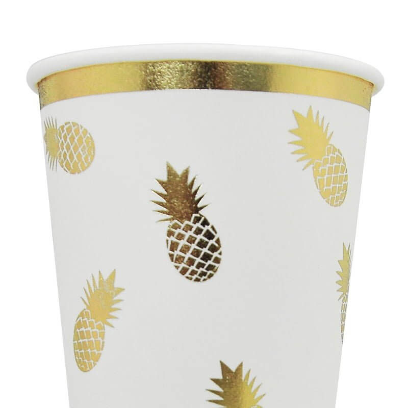 Golden Pineapple Paper Cups 6 Pack