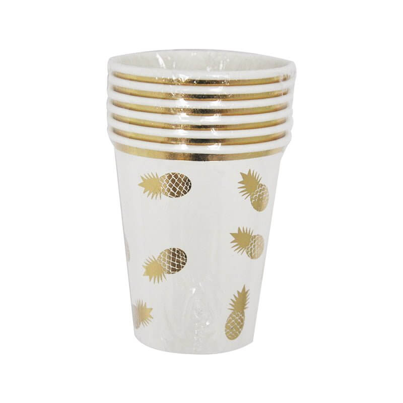 Golden Pineapple Paper Cups 6 Pack