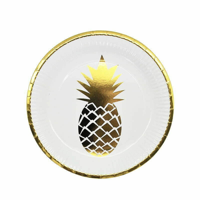 Golden Pineapple Paper Party Plates 6 Pack