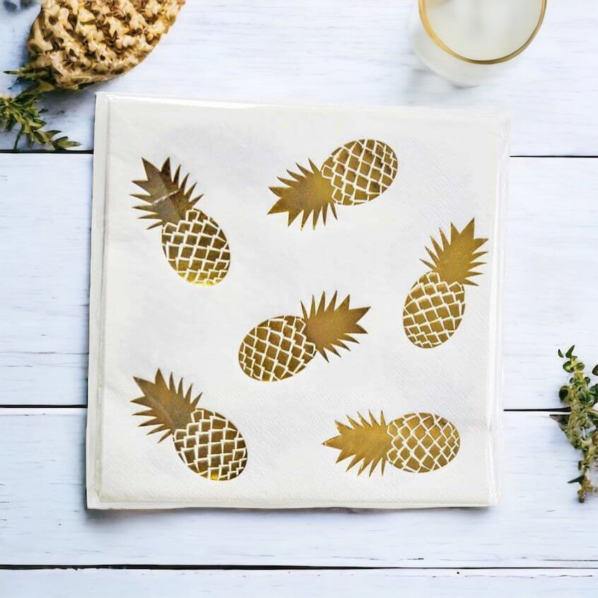 Golden Pineaple Paper Lunch Napkins 16 Pack