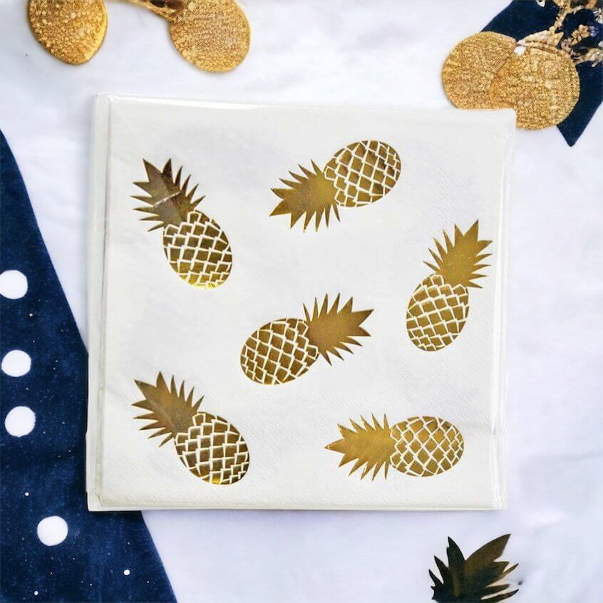 Golden Pineaple Paper Lunch Napkins 16 Pack