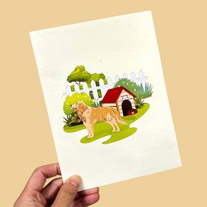 Handmade Golden Retriever Dog 3D Pop Card