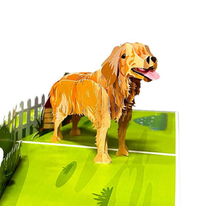 Handmade Golden Retriever Dog 3D Pop Card